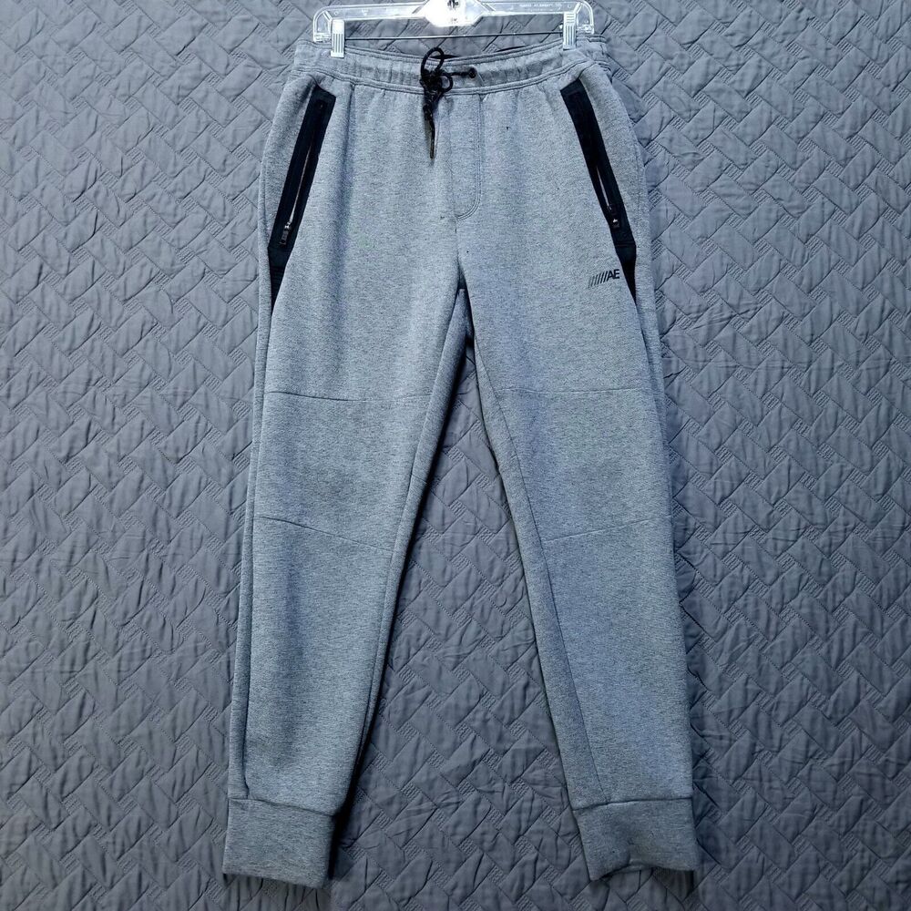 American Eagle Swepants Joggers Mens Medium Gray Tapered Flat Front Drawstrig